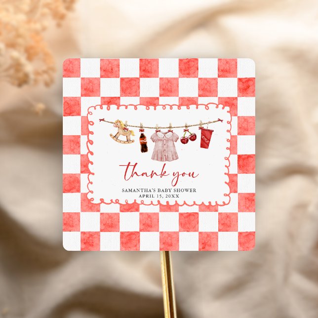 She's Ready to Pop Baby Shower Square Sticker (Ready to Pop Cola Baby Shower Sticker)