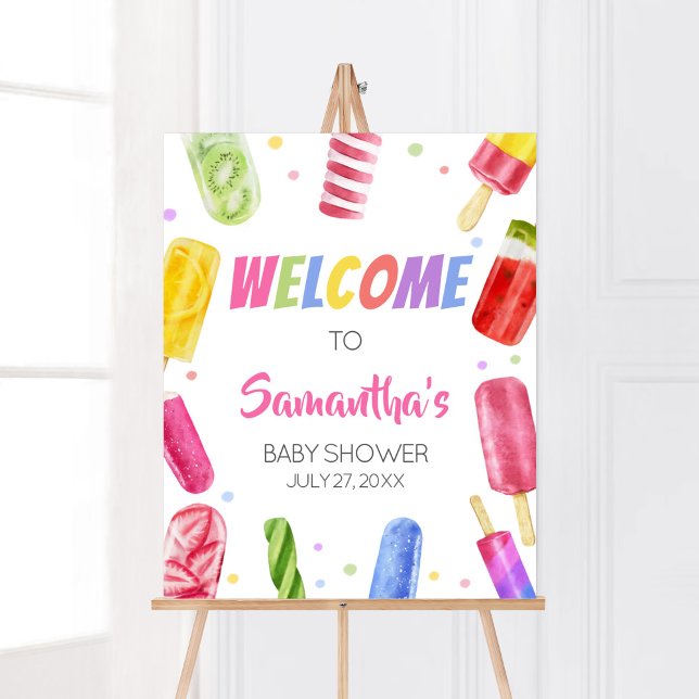 She's Ready to Pop Baby Shower Welcome Poster (Popsicle Baby Shower Welcome Sign)