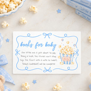 She's Ready to Pop Blue Popcorn Bow Books For Baby Enclosure Card