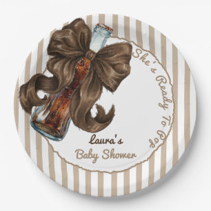 She's Ready To Pop Bottle Bow Baby Shower Paper Plate