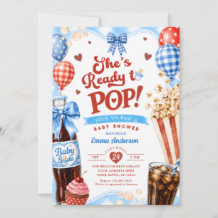 She's Ready to Pop Boy Baby Shower All In One Invitation