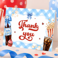 She's Ready to Pop Boy Baby Shower Thank You Card