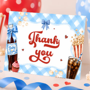 She's Ready to Pop Boy Baby Shower Thank You Card