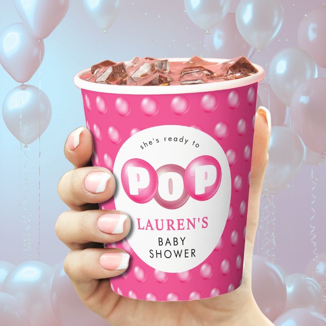 She's Ready To Pop Bubblegum Pink Girl Baby Shower Paper Cups (She's Ready To Pop Bubblegum Pink Girl Baby Shower Paper Cups
)