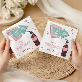 She's Ready to POP Diner, Soda Baby Shower Welcome Napkin