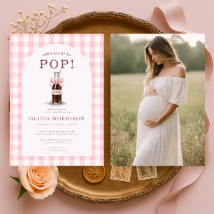 She's Ready to Pop Girl Pink Photo Baby Shower Invitation