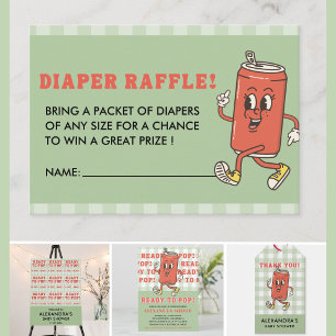 Shes Ready To Pop Green Gingham Soda bottle Enclosure Card