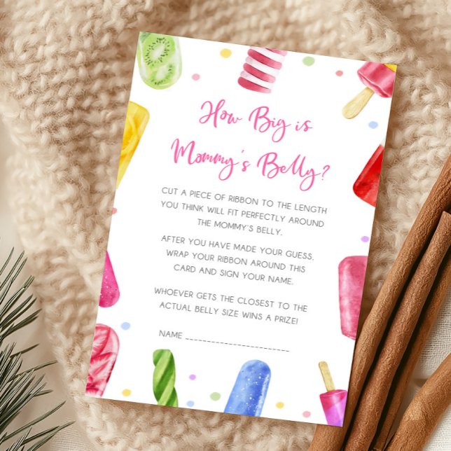 She's Ready to Pop How Big Is Mummy's Belly Game (Popsicle Baby Shower How Big Is Mommy's Belly Game)