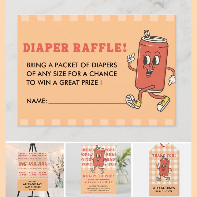 Shes Ready To Pop Orange Gingham Soda bottle Enclosure Card (Creator Uploaded)