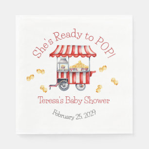 She's Ready to POP! Popcorn Baby Shower Napkin