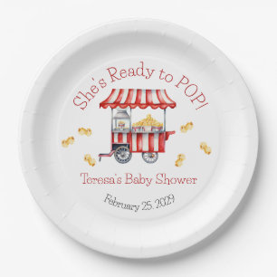 She's Ready to POP! Popcorn Baby Shower Paper Plate