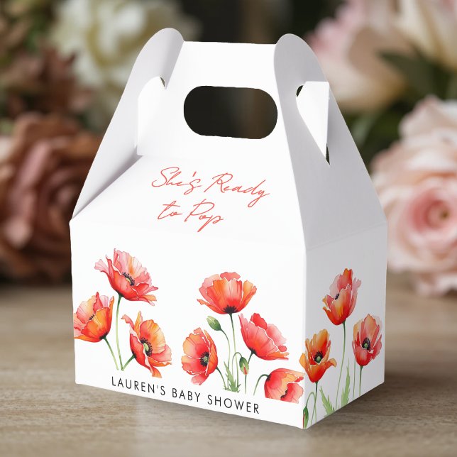 She's Ready To Pop Poppy Flower Spring Baby Shower Favour Box (She's Ready To Pop Poppy Flower Spring Baby Shower Favor Boxes
)