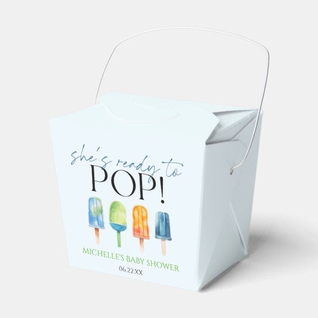 She's Ready To Pop! Popsicle Baby Shower Favour Box (Front Side)