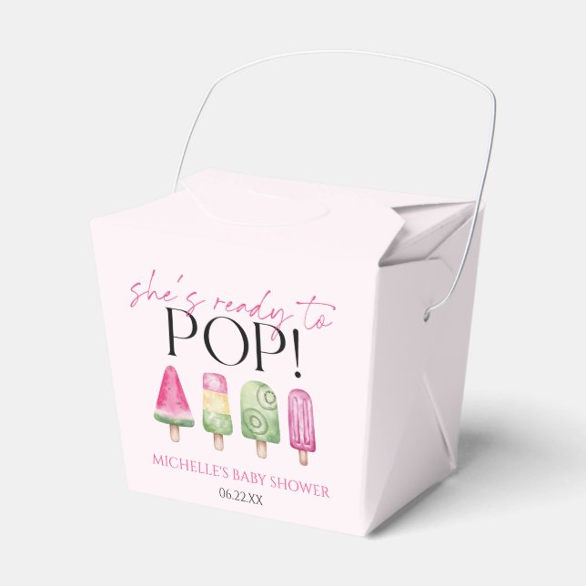 She's Ready To Pop! Popsicle Baby Shower Favour Box (Front Side)