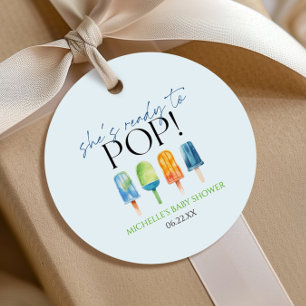She's Ready To Pop! Popsicle Baby Shower Favour Tags