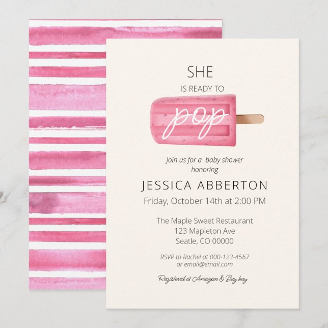 She's Ready to Pop Popsicle Baby Shower Invitation (Front/Back)