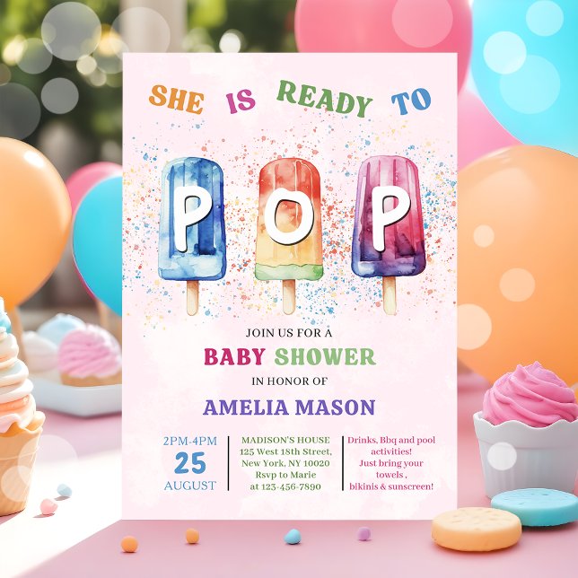 She's Ready To Pop Popsicle Baby Shower Invitation (Creator Uploaded)