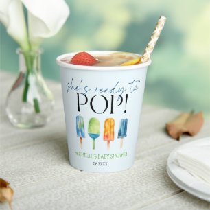 She's Ready To Pop! Popsicle Baby Shower Paper Cups