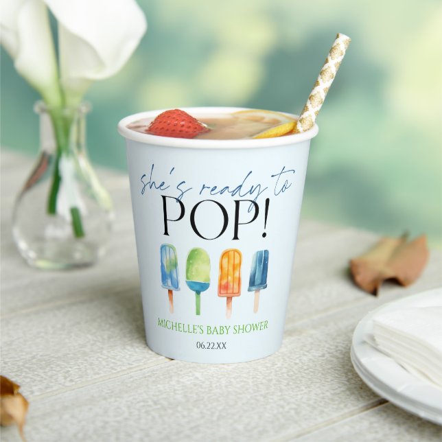 She's Ready To Pop! Popsicle Baby Shower Paper Cups (Insitu)