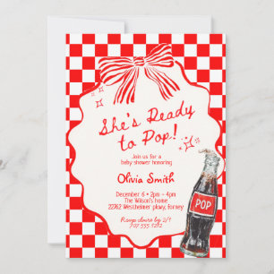  She's Ready to Pop Red Soda Baby Shower Invitation