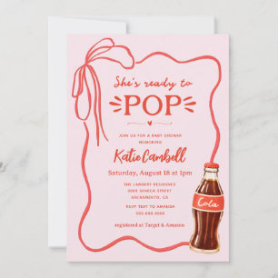 She's Ready to Pop Retro Soda Girl Baby Shower Invitation