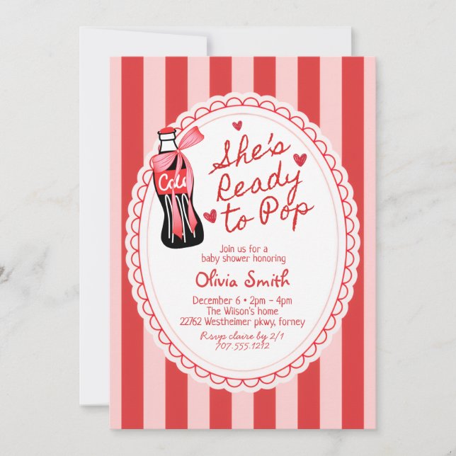  She's Ready to Pop Soda Baby Shower Invitation (Front)
