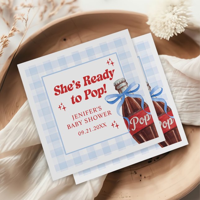 She's Ready to Pop Soda Baby Shower Napkin (Creator Uploaded)