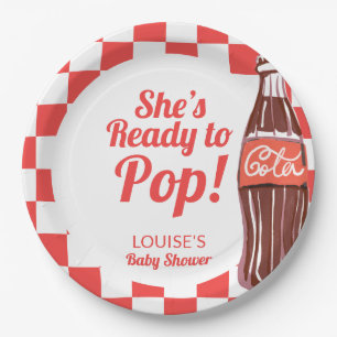 She's Ready to Pop Soda Baby Shower Paper Plate