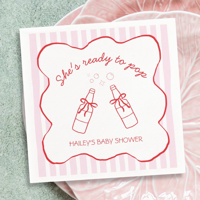 She's Ready To Pop Soda Bottle Baby Shower Napkin (She's Ready To Pop Soda Bottle Baby Shower Napkins)