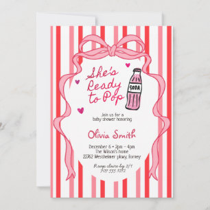 She's Ready to Pop Soda Girl Baby Shower  Invitation