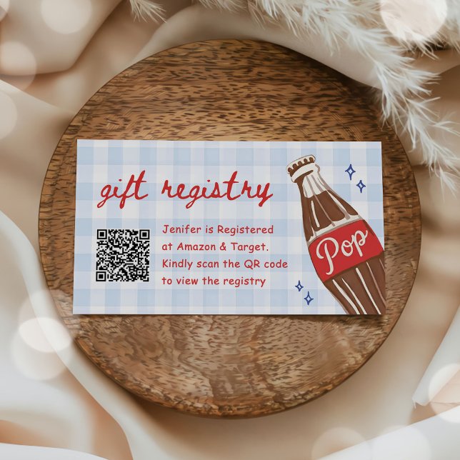 She's Ready to Pop Soda QR Code Gift Registry Enclosure Card (Creator Uploaded)
