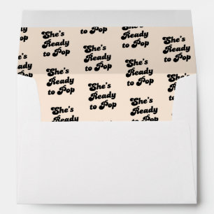 She's Ready to Pop Typography Pattern Black Cream Envelope