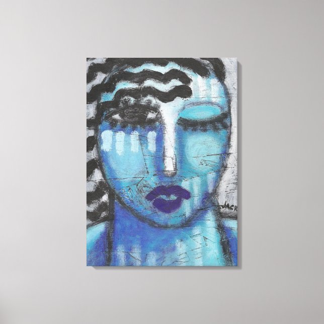 She's So Cold Abstract Acrylic Portrait on OSB  Canvas Print (Front)
