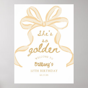 She's So Golden Girl 10th Birthday Party Welcome Poster