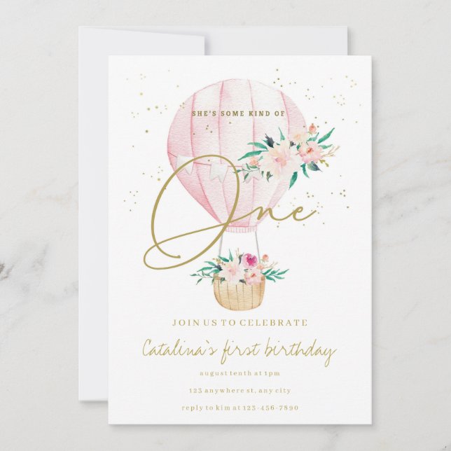 She's Some Kind of One Invitation | Pink Floral  (Front)