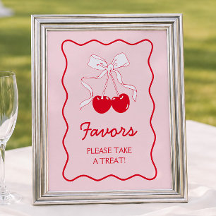 She's the Cherry On Top Baby Shower Favour Poster