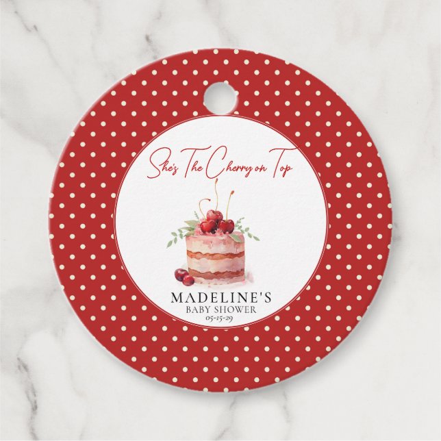 She's the Cherry on Top Baby Shower Favour Tag  (Front)