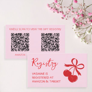 She's the Cherry on Top Baby Shower Gift Registry Enclosure Card