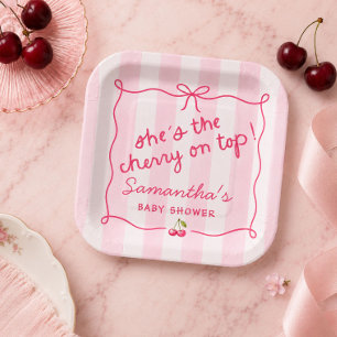 She's the Cherry on Top Baby Shower Paper Plate