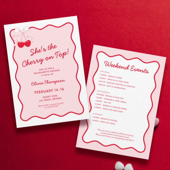 Shes the Cherry On Top Bachelorette Party Invitation (Creator Uploaded)