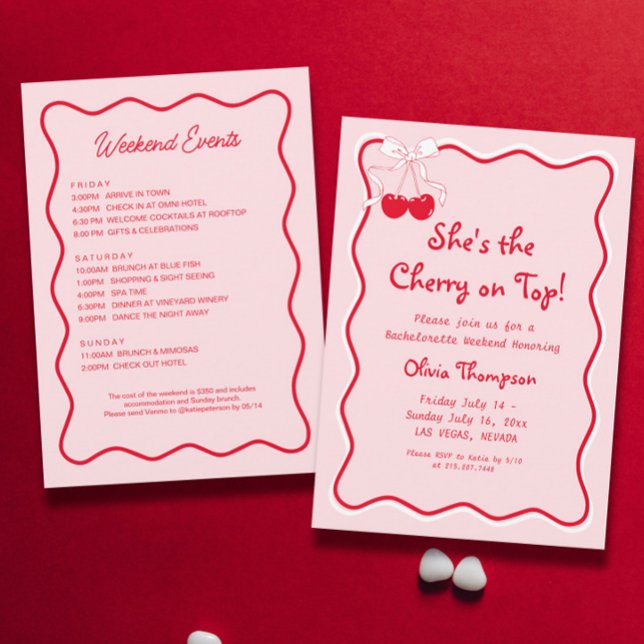 Shes The Cherry On Top Bachelorette Party Invitation (Creator Uploaded)