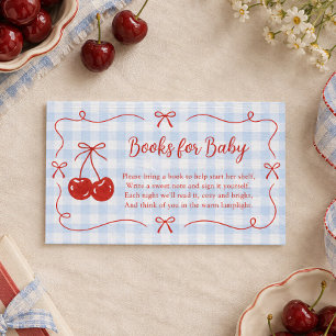 She's the Cherry on Top Blue Plaid Books For Baby Enclosure Card