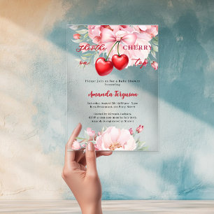 She's the cherry on top bow florals Baby Shower Acrylic Invitations