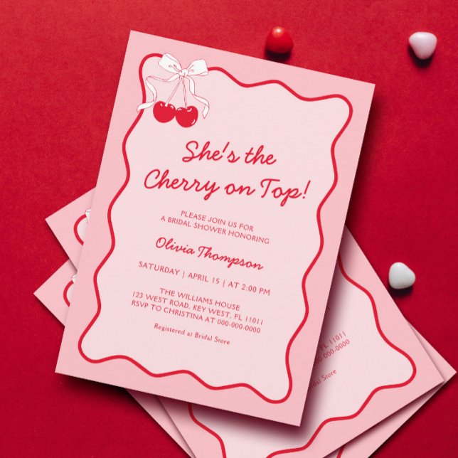 She's the Cherry on Top Bridal Shower Invitation (Creator Uploaded)
