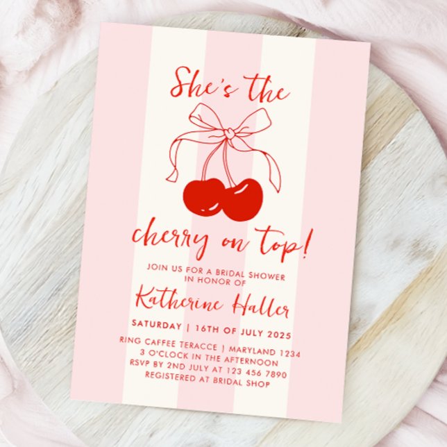 She's the Cherry on Top Bridal Shower Invitation (Creator Uploaded)