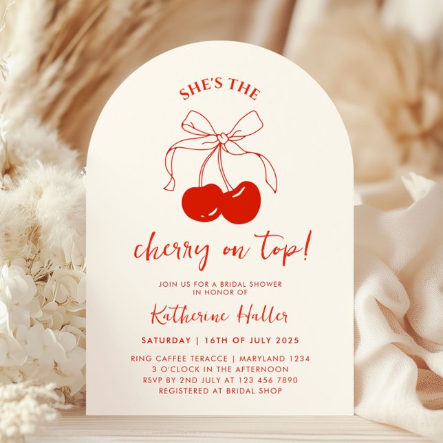 She's the Cherry on Top Bridal Shower Invitation (Creator Uploaded)