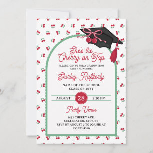 She's the Cherry on Top Graduation Party Photo Invitation