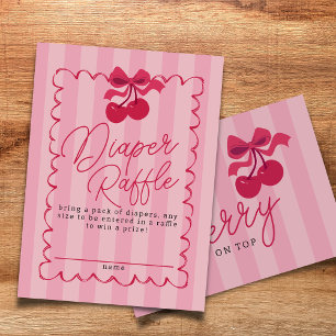She's the Cherry on Top Pink Baby Diaper Raffle Enclosure Card