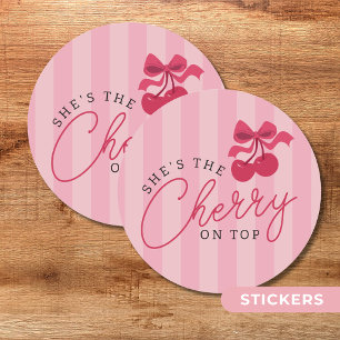 She's the Cherry on Top Pink Baby Shower Classic Round Sticker