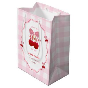 She's The Cherry On Top Pink Bow Bridal Shower  Medium Gift Bag
